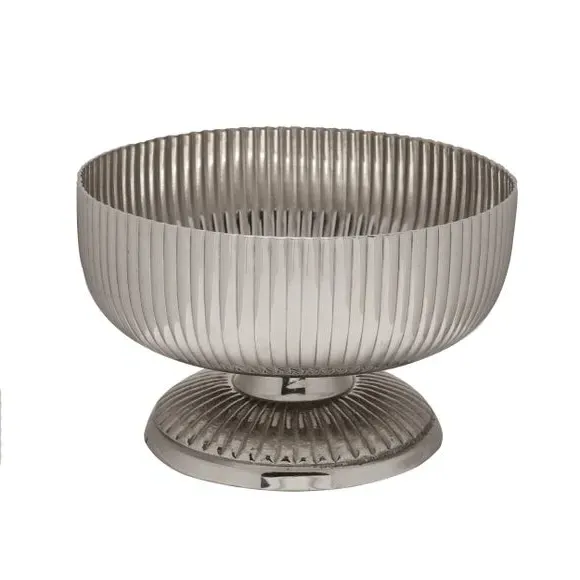 Large Decorative Bowl with Base - Silver, Metal