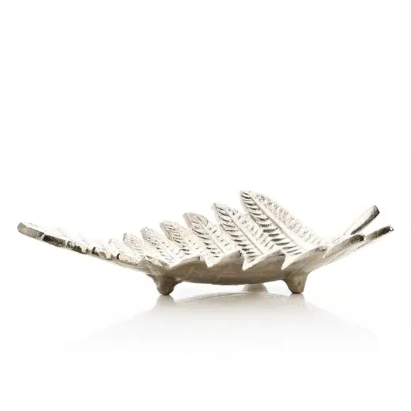 Leaf-Shaped Decorative Dish - Silver, Metal