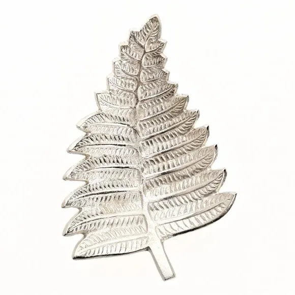 Leaf-Shaped Decorative Dish - Silver, Metal