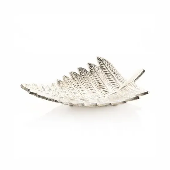 Leaf-Shaped Decorative Dish - Silver, Metal