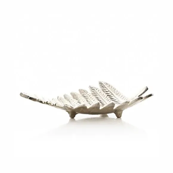 Leaf-Shaped Decorative Dish - Silver, Metal