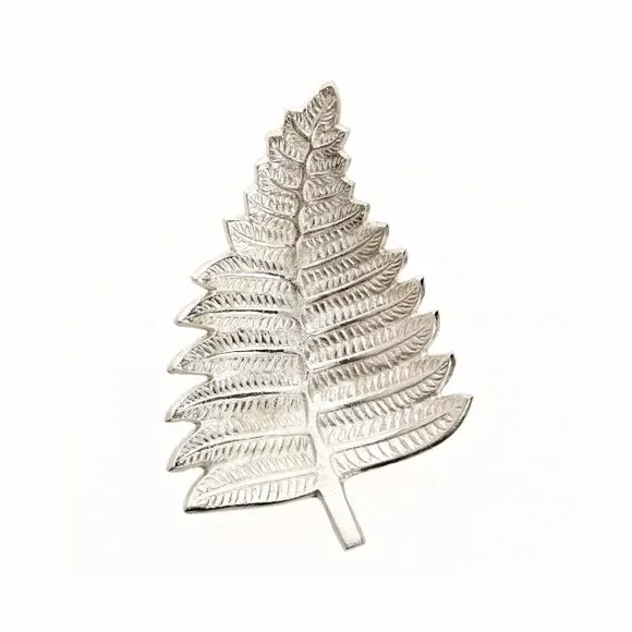 Leaf-Shaped Decorative Dish - Silver, Metal image