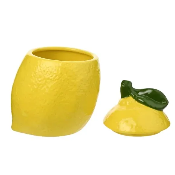 Lemon Sugar Jar - Yellow, Ceramic