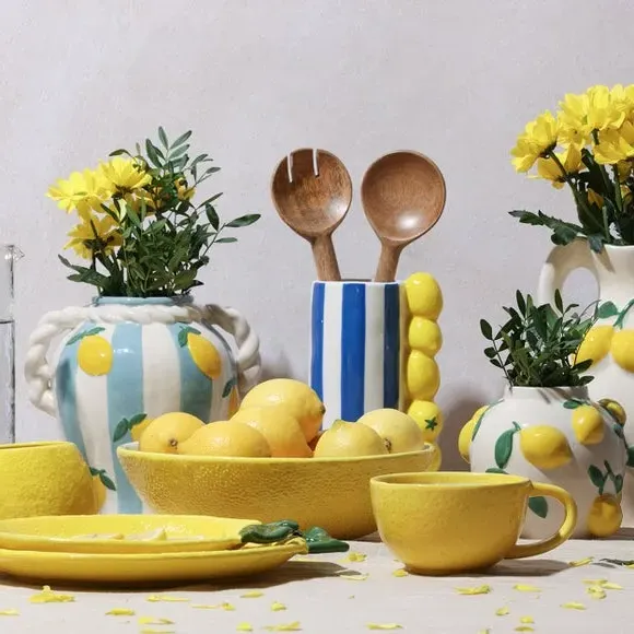 Lemon Sugar Jar - Yellow, Ceramic