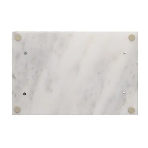 Marble Tray with Metal Handles - White
