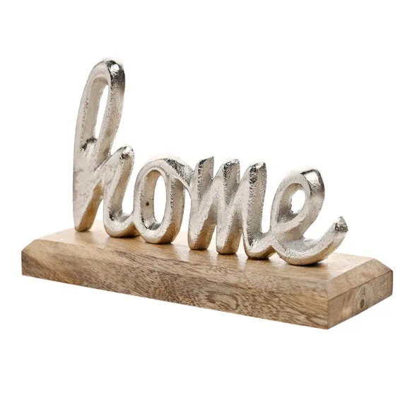 Metal Sign with Wood Base - Multicolor