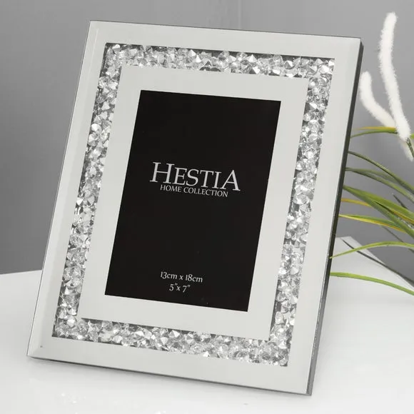 Mirrored Photo Frame with Crystal Edge - Silver image