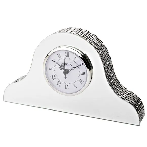 Napoleon Mantel Clock - Silver, Mirrored Glass