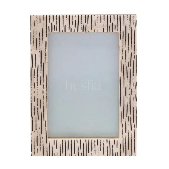 Photo Frame with Stand - White, Bone Effect