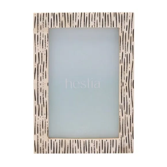 Photo Frame with Stand - White, Bone Effect