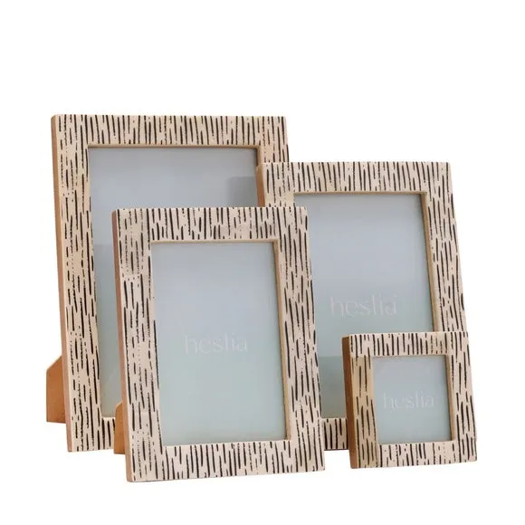 Photo Frame with Stand - White, Bone Effect