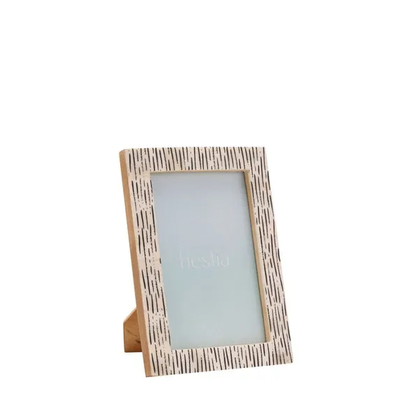 Photo Frame with Stand - White, Bone Effect