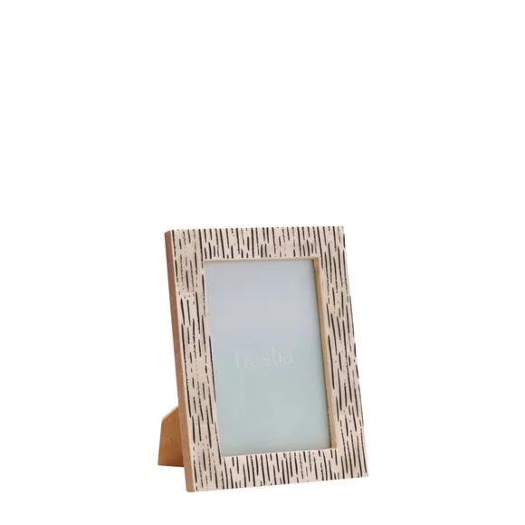 Photo Frame with Stand - White, Bone Effect