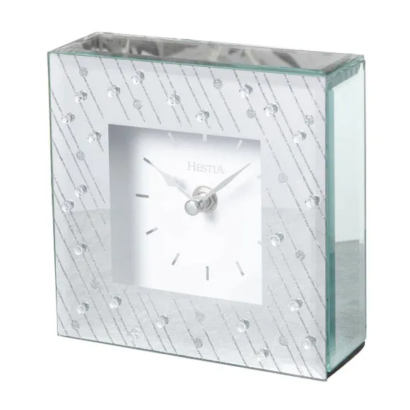 Raindrop Mantel Clock - Silver, Mirrored Glass image