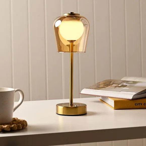Rechargeable Touch Table Lamp - Bronze, Glass image