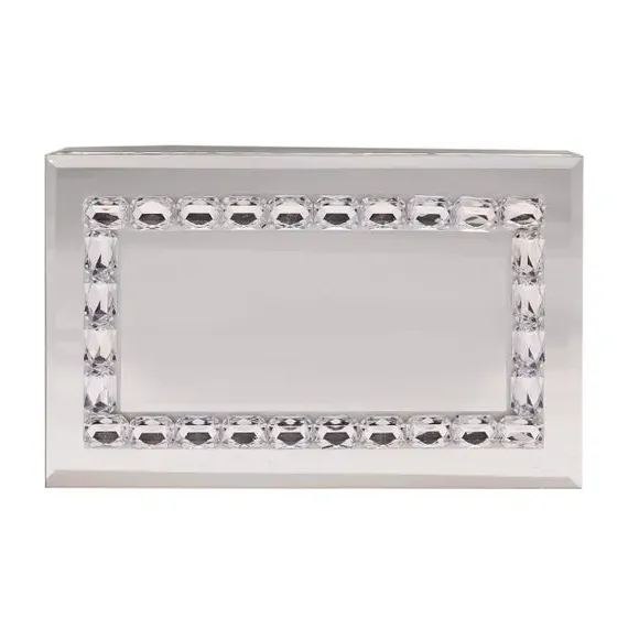 Rectangle Jewellery Box - Silver, Crystal