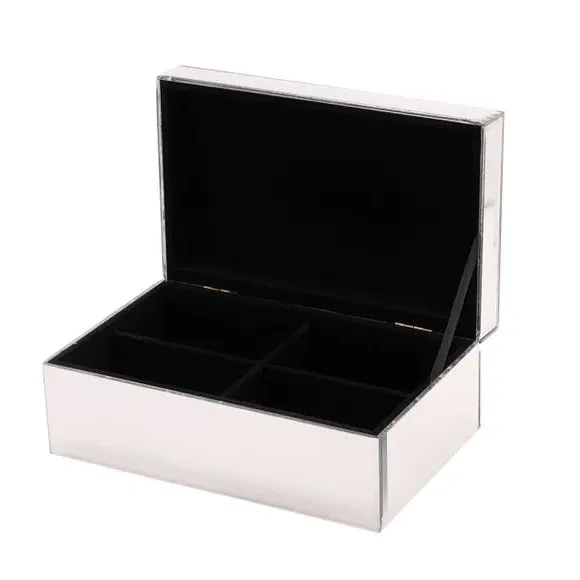 Rectangle Jewellery Box - Silver, Crystal