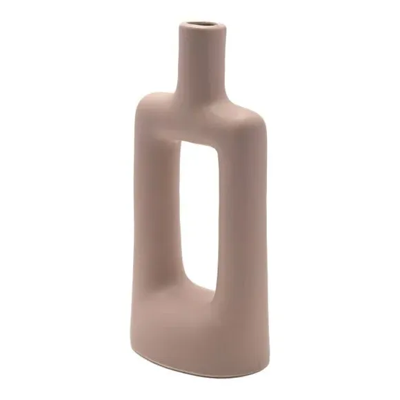 Rectangular Ceramic Vase - Light Brown, Ceramic