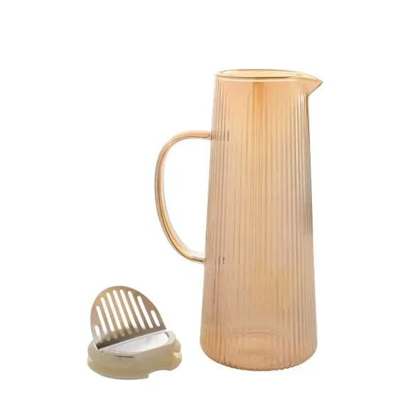 Ribbed Glass Jug - Champagne