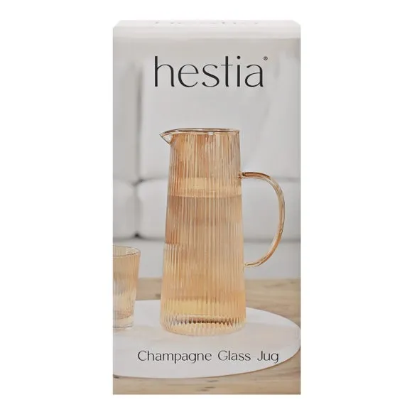 Ribbed Glass Jug - Champagne