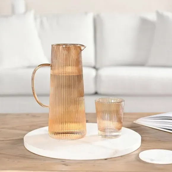 Ribbed Glass Jug - Champagne image