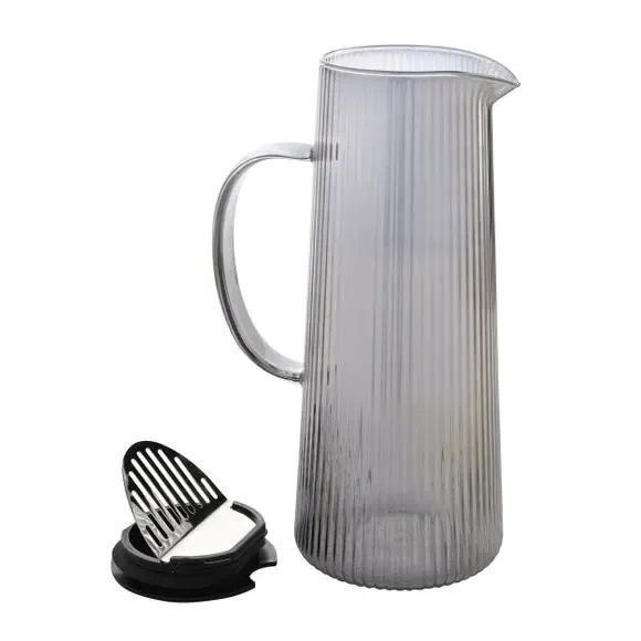 Ribbed Glass Jug - Grey