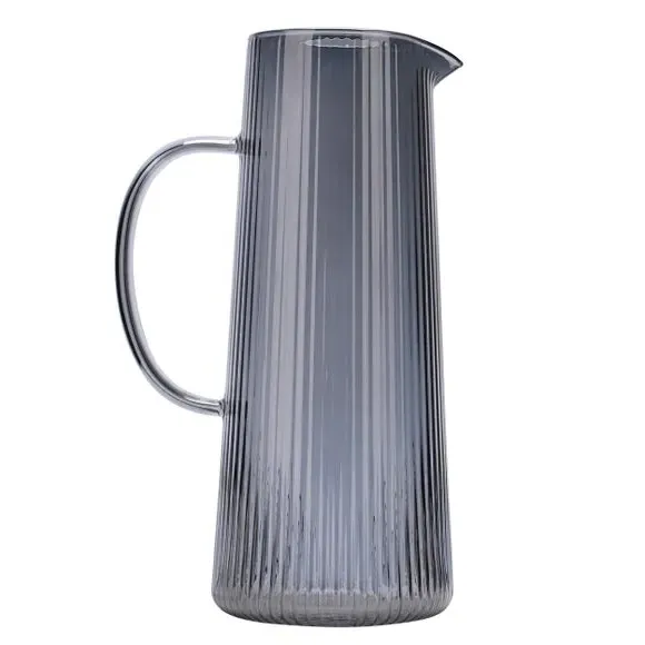 Ribbed Glass Jug - Grey