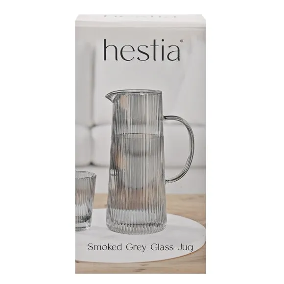 Ribbed Glass Jug - Grey