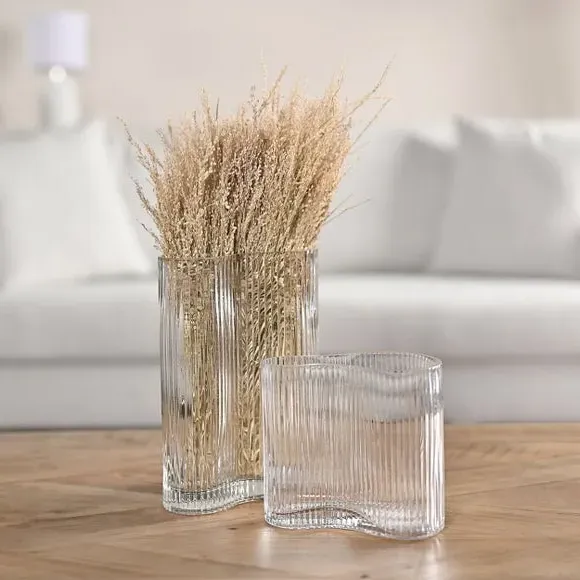 Ribbed Glass Vase - Clear