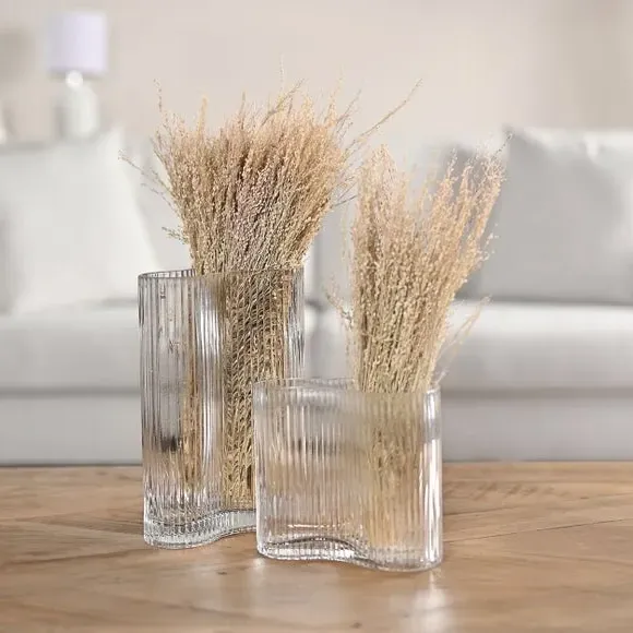 Ribbed Glass Vase - Clear