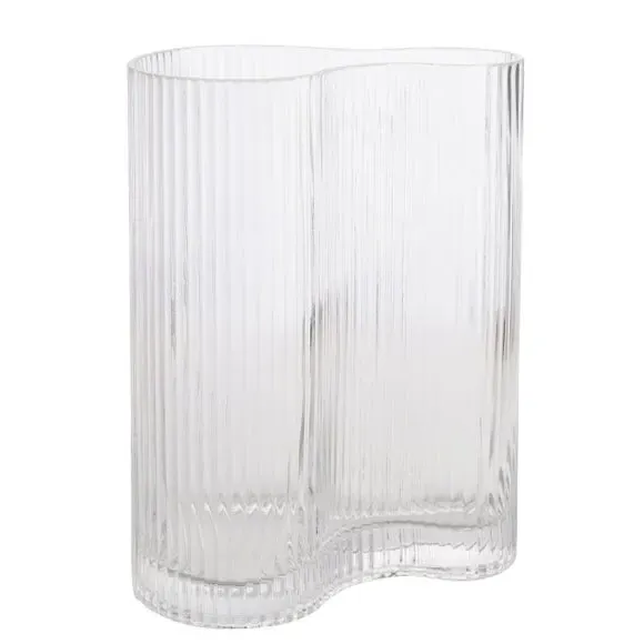 Ribbed Glass Vase - Clear