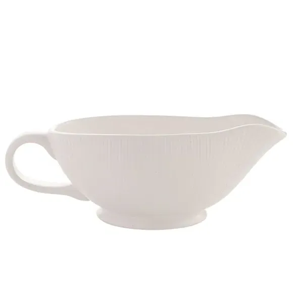 Ribbed Gravy Dish - White, Stoneware image