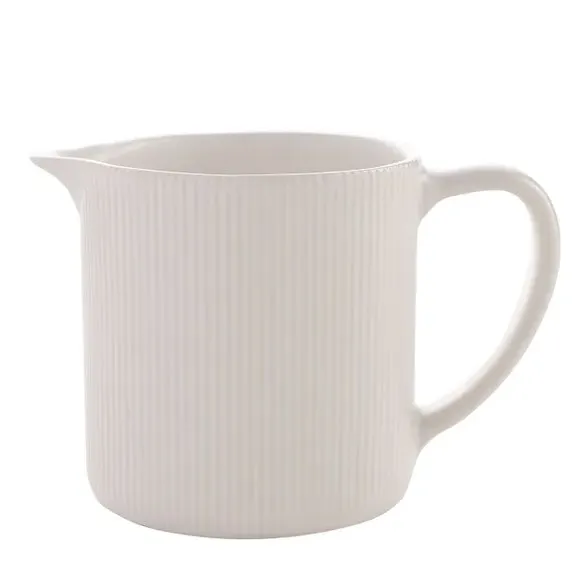 Ribbed Milk Jug - White, Stoneware