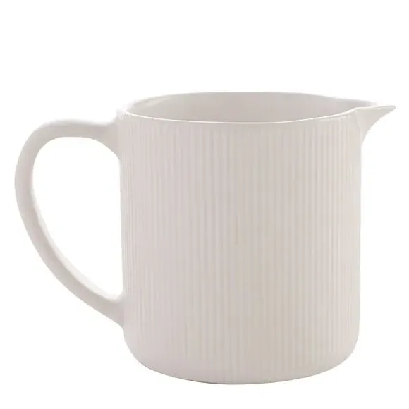 Ribbed Milk Jug - White, Stoneware image