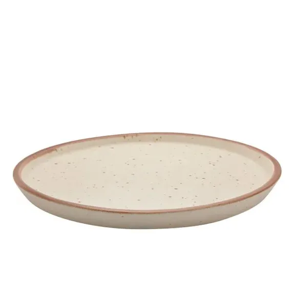 Round Platter Speckled Design - White, Stoneware