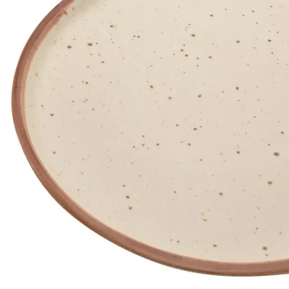 Round Platter Speckled Design - White, Stoneware
