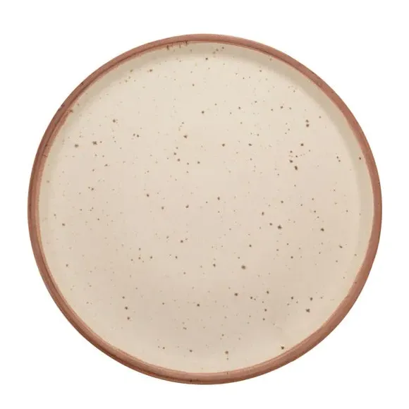 Round Platter Speckled Design - White, Stoneware