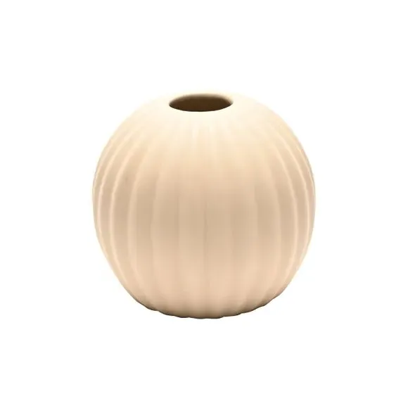 Round Ribbed Vase - Cream, Ceramic image