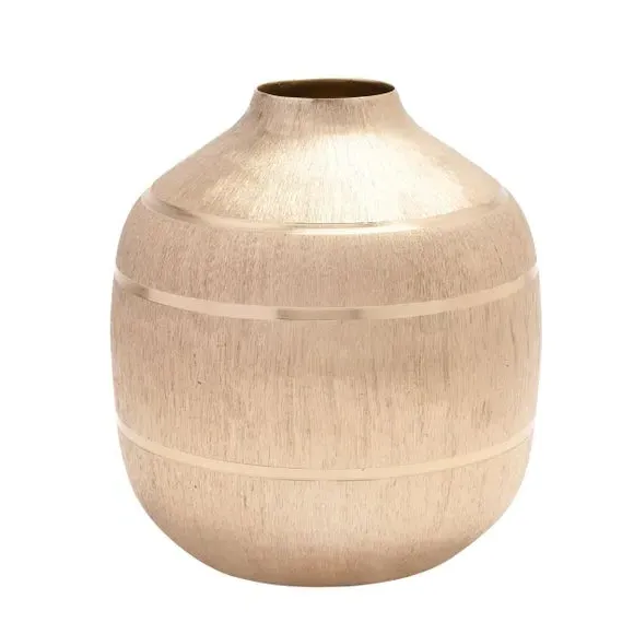 Round Vase with Etched Detail - Gold, Aluminium image