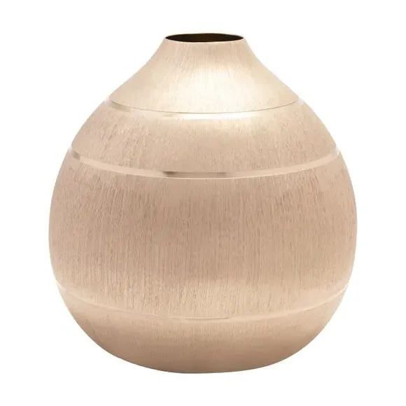 Round Vase with Etched Detail - Gold, Aluminium