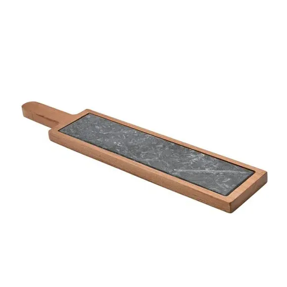 Serving Board Two-Tone - Black, Marble Wood
