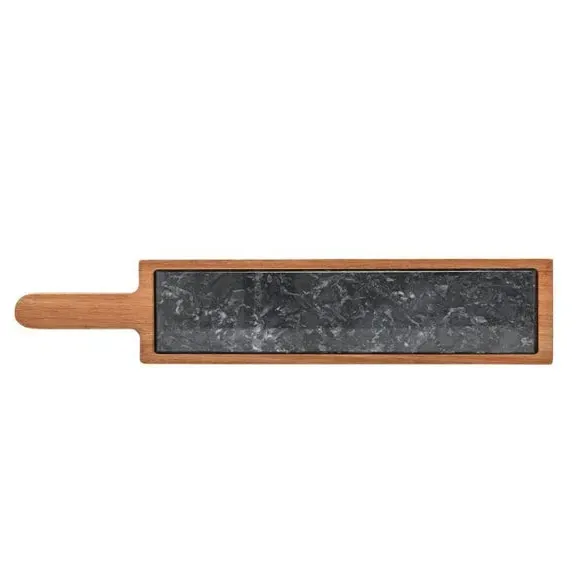 Serving Board Two-Tone - Black, Marble Wood