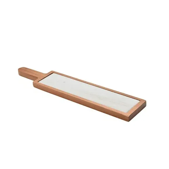 Serving Board Two-Tone - White, Marble Wood
