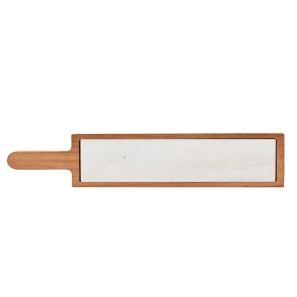 Serving Board Two-Tone - White, Marble Wood