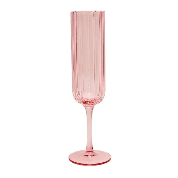 Set of 2 Champagne Flutes - Pink, Glass