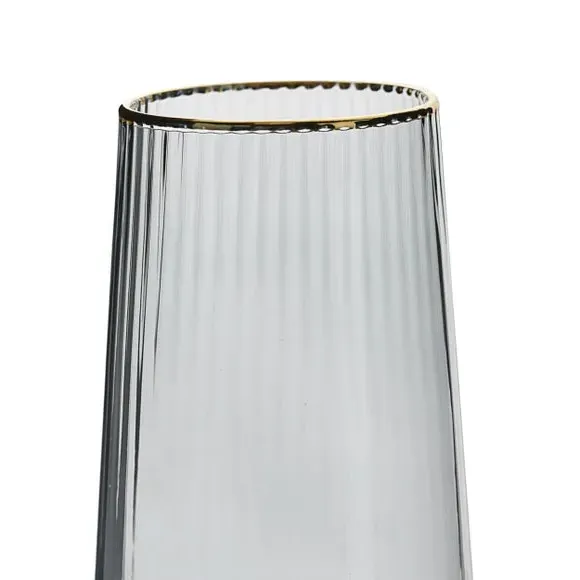 Set of 2 Champagne Flutes with Gold Rim - Grey