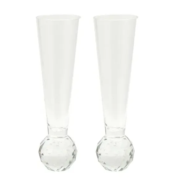 Set of 2 Flute Glasses with Diamond Base - Glass image