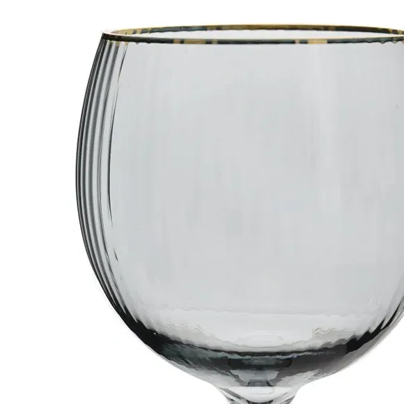 Set of 2 Gin Glasses with Gold Rim - Grey
