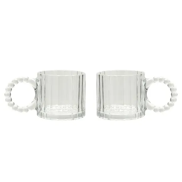 Set of 2 Glass Cups with Bobble Design - Clear image