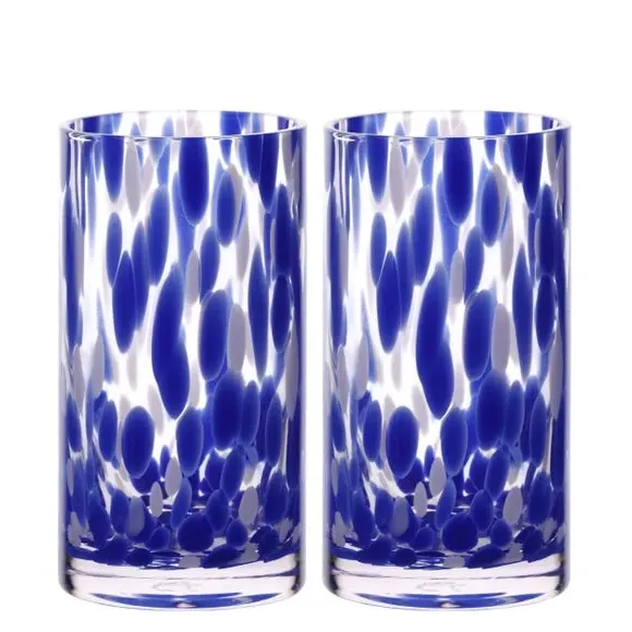 Set of 2 High Ball Glasses - Blue, Tortoise Shell image